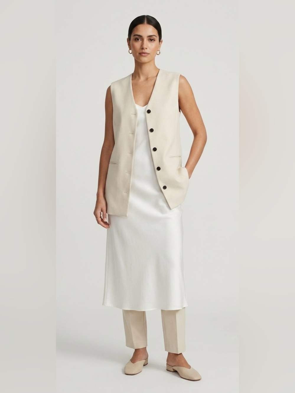 BY MALENE BIRGER Francinne Tailored Waistcoat Vest Cream - AS IS (Stain)